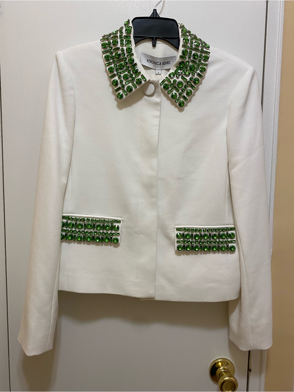 Nwt Veronica Beard Embellished Imogene Jacket, Off White, Size 8